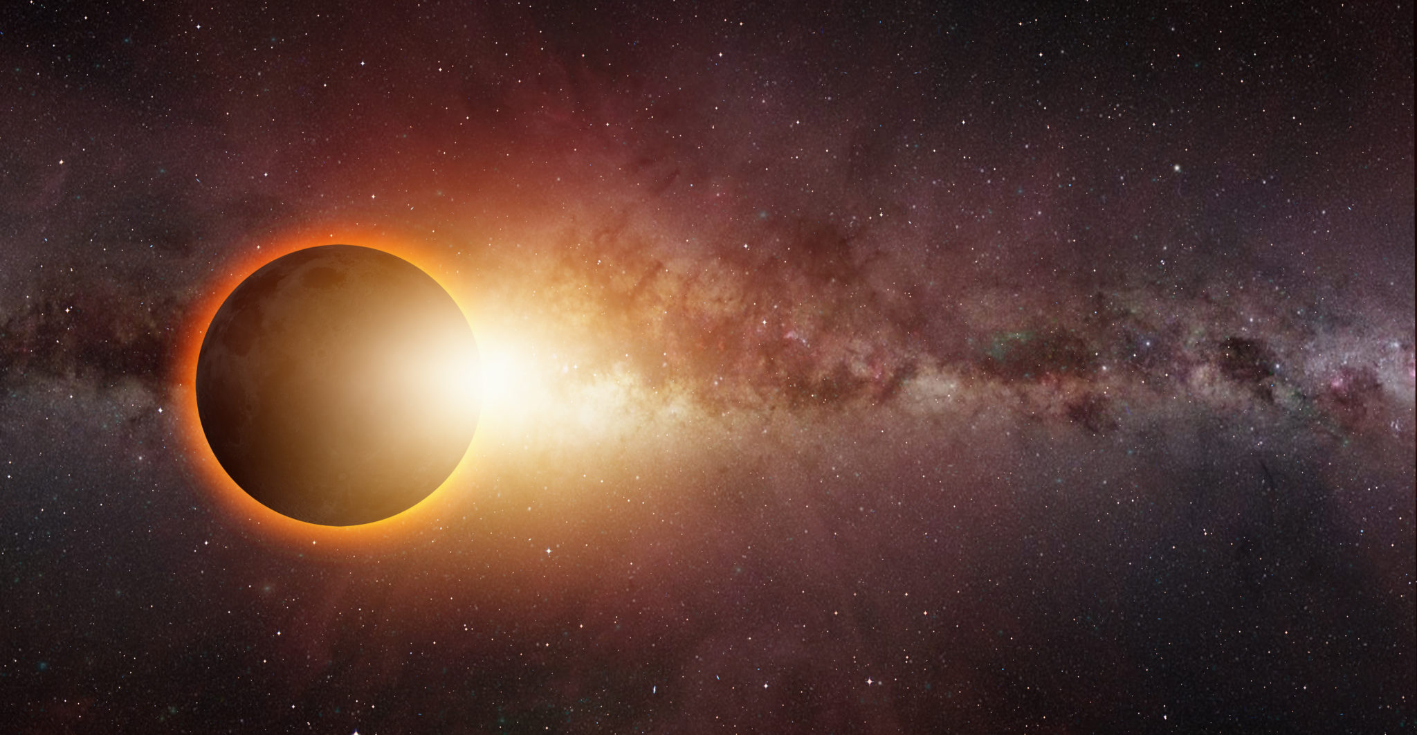 Solar,Eclipse,Milky,Way,Galaxy,In,The,Background,